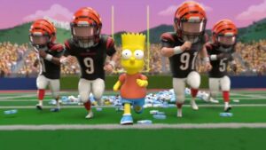 Bart Simpson and Homer simpson play Monday Night Football on ESPN+