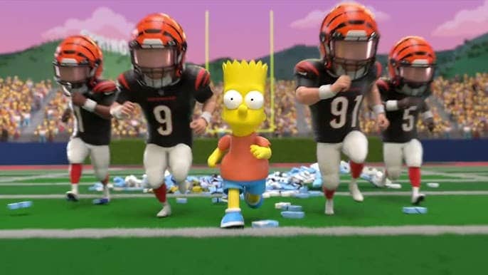 Bart Simpson and Homer simpson play Monday Night Football on ESPN+